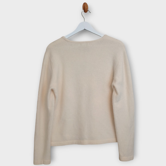 Orvis Sweater Women Large Off White Christmas Wreath Holiday Soft Cozy Festive - Picture 2 of 12